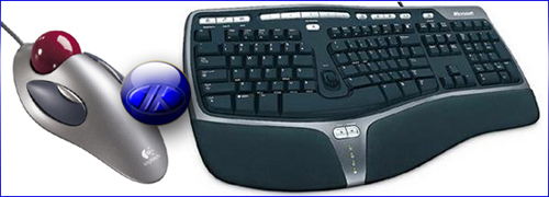 Mouse TrackBall e Teclado Ergonômico